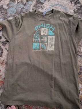 Phish Summer Tour 2022 Graphic Tee - Olive Green with Teal Print